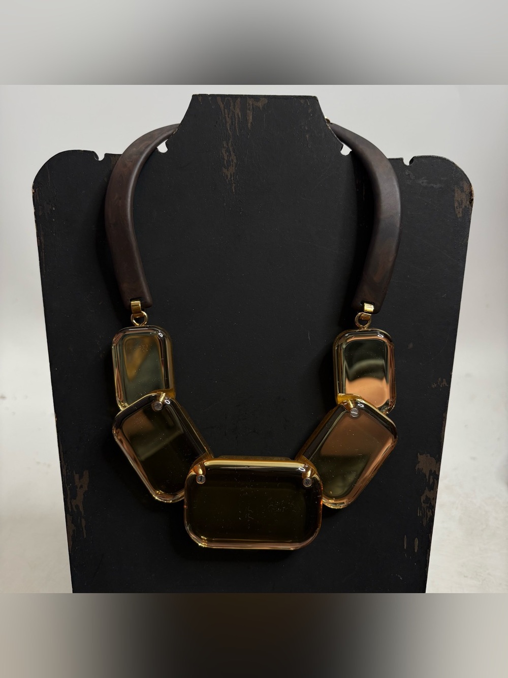 LAFAYETTE 148 NEW YORK Gold-Tone Amber Statement Necklace EUC